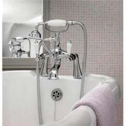Nuie Traditional Bloomsbury Bath Shower Mixer & Shower Kit - Chrome - XM314 -Bathroom Taps Shop xm314 11 375